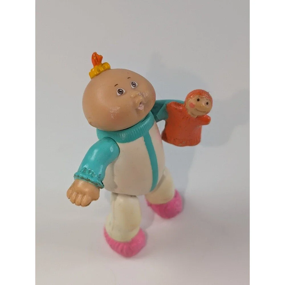 Vintage Cabbage Patch Kids PVC Figures Lot of 2 Baby Dolls w Mini Dolls 1980s